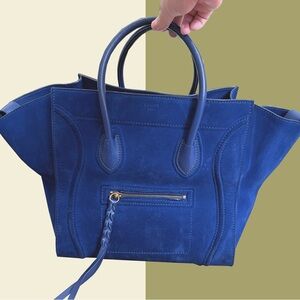 Authentic Celine Royal Blue Suede Tote